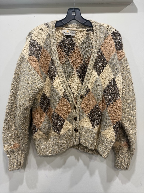 Liz Claiborne Sweaters - Vintage Liz Claiborne Argyle Knit Cardigan Sweater - Cream & Brown